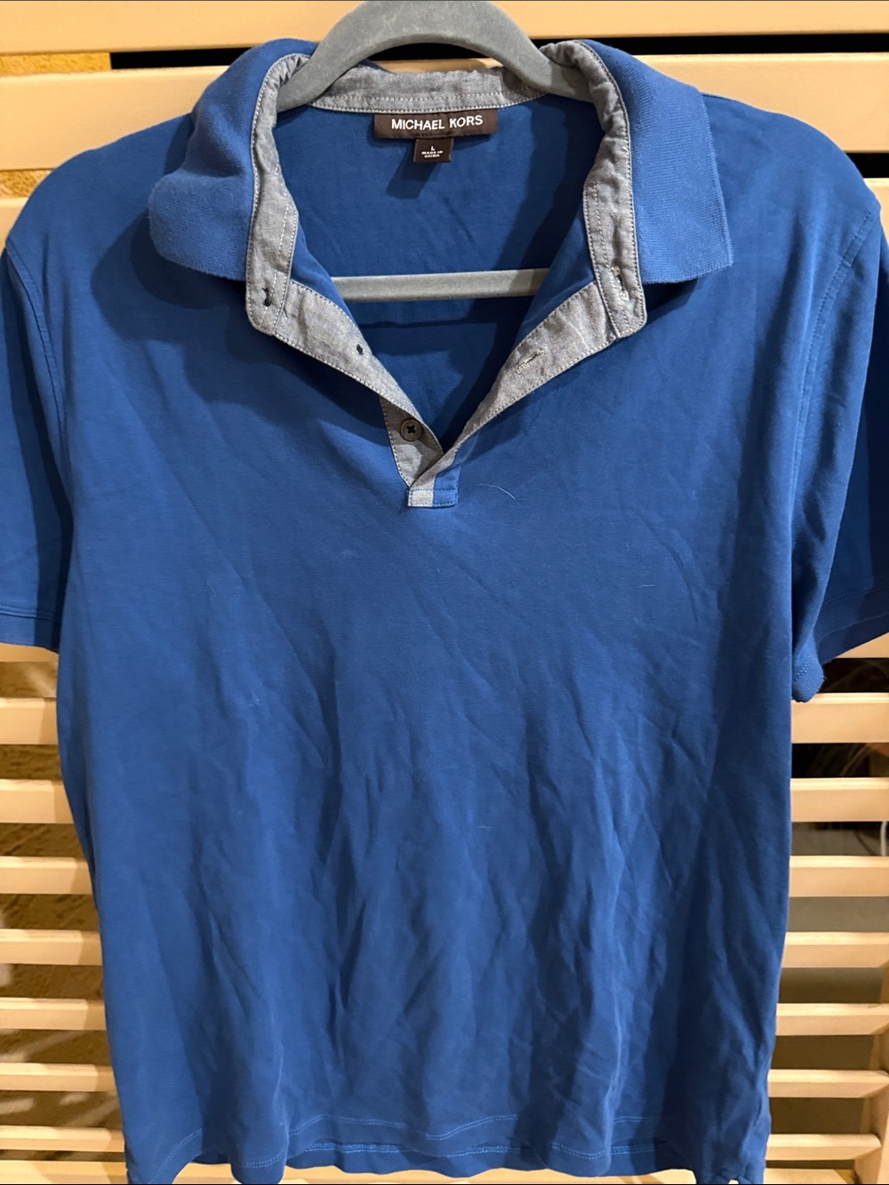 Michael Kors Men's Royal Blue Polo with Light Gray Trim